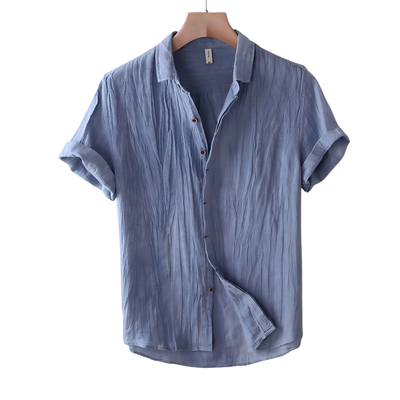 Men's Short Sleeve Button Down Linen Collared Shirt