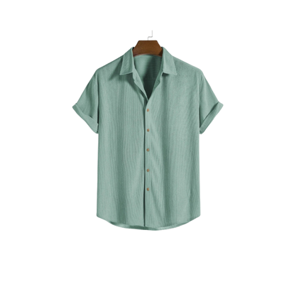 Men’s Short Sleeve Button Shirt and Shorts Set for Warm Season Use