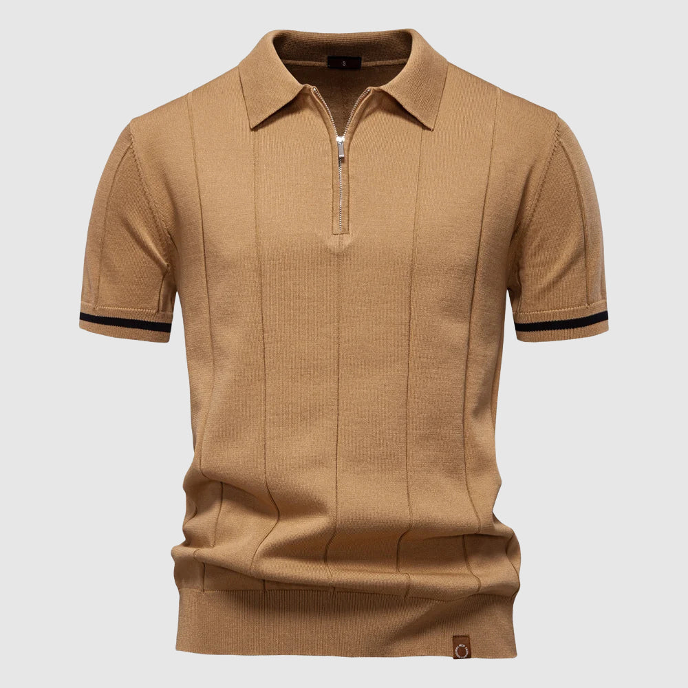 Men’s Short Sleeve Polo Shirt with Zip Collar