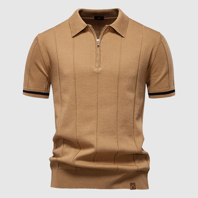 Men’s Short Sleeve Polo Shirt with Zip Collar