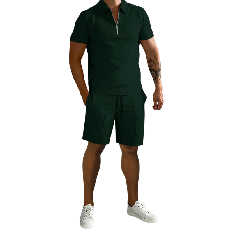 Men’s Two Piece Polo and Shorts Set for Daily Seasonal Use