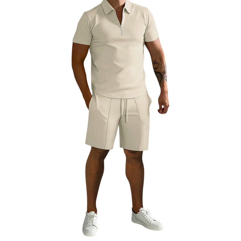 Men’s Two Piece Polo and Shorts Set for Daily Seasonal Use