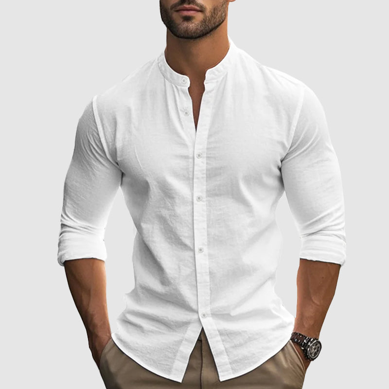 Men’s Long Sleeve Button Shirt with Surface for Warm Season Use