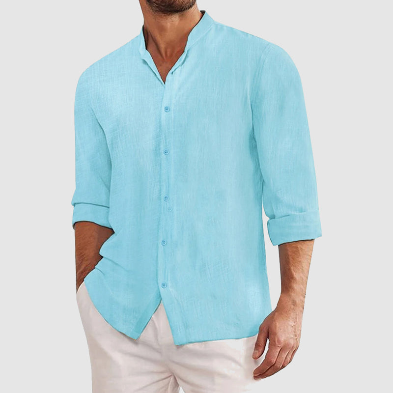 Men’s Long Sleeve Shirt with Button Front and Surface for Daily Use
