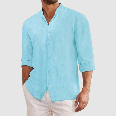 Men’s Long Sleeve Shirt with Button Front and Surface for Daily Use