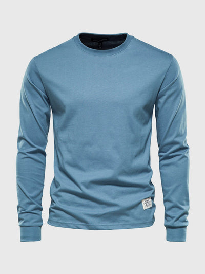 Men's Cotton Long Sleeve Shirt with Crew Neck