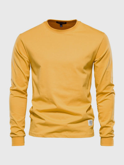 Men's Cotton Long Sleeve Shirt with Crew Neck
