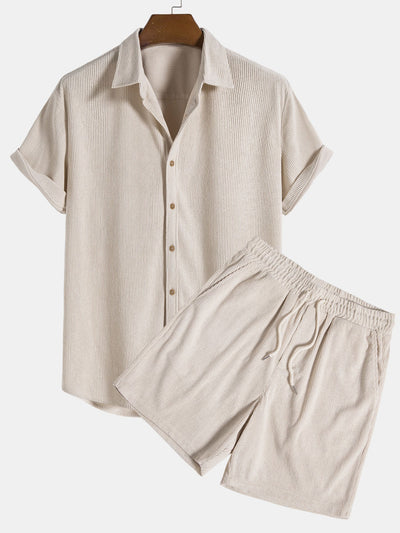 Men’s Two-Piece Summer Set with Short-Sleeve Shirt and Shorts