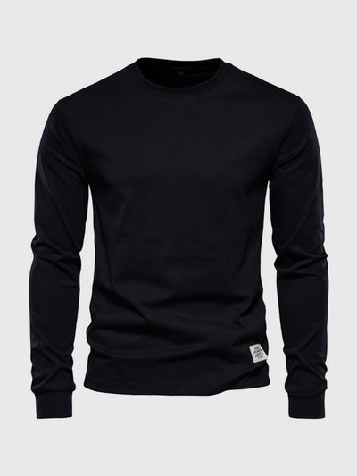 Men's Cotton Long Sleeve Shirt with Crew Neck