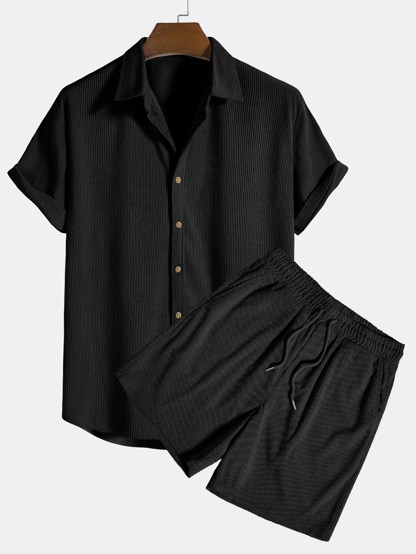 Men’s Two-Piece Summer Set with Short-Sleeve Shirt and Shorts