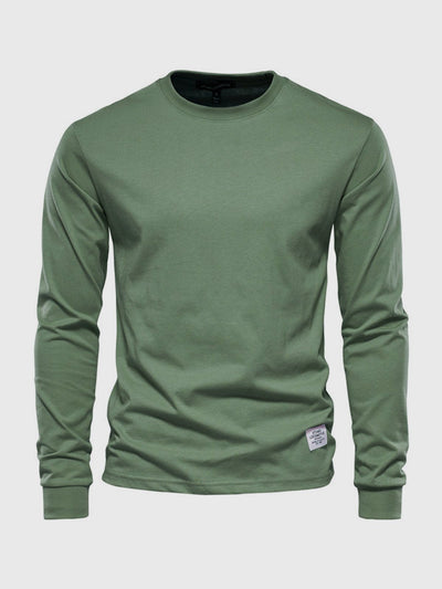 Men's Cotton Long Sleeve Shirt with Crew Neck