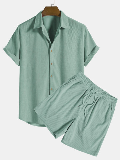 Men’s Two-Piece Summer Set with Short-Sleeve Shirt and Shorts