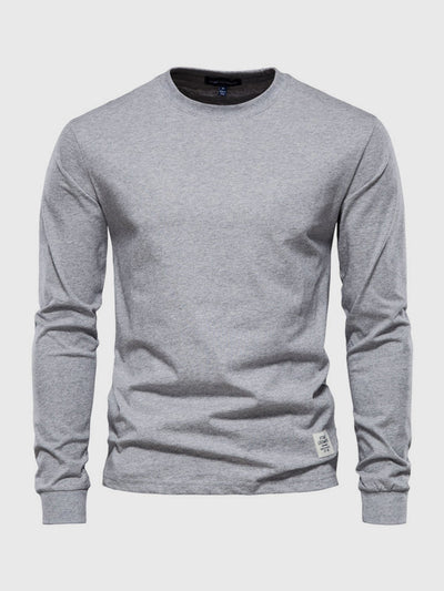 Men's Cotton Long Sleeve Shirt with Crew Neck