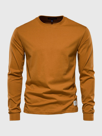Men's Cotton Long Sleeve Shirt with Crew Neck