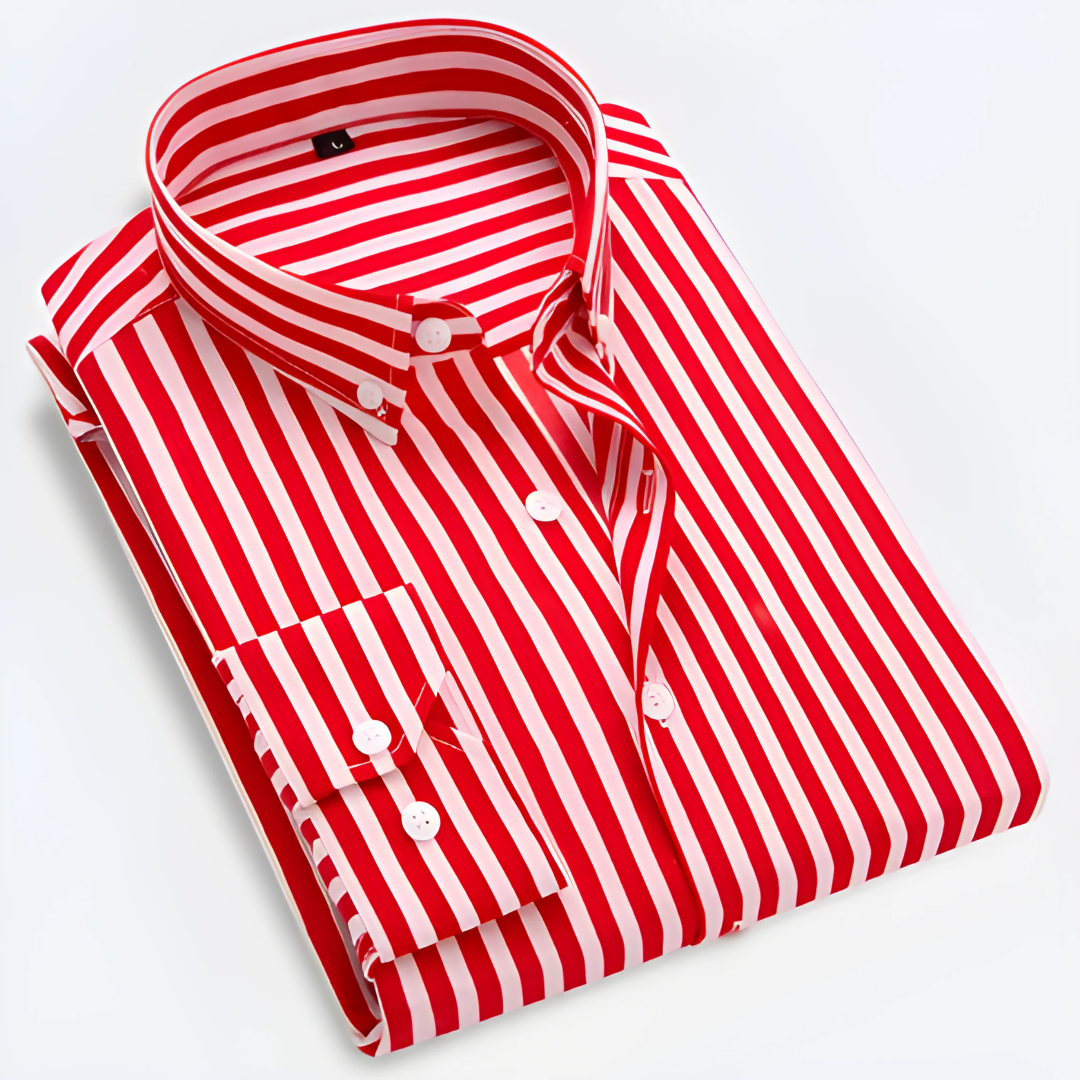 Classic Striped Long Sleeve Button-Down Shirt for Men