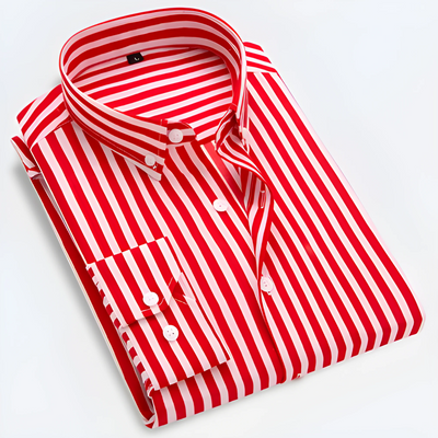 Classic Striped Long Sleeve Button-Down Shirt for Men