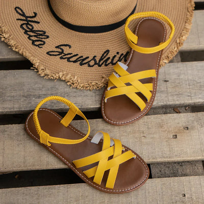 Slip-On Sandals for Women with Crisscross Straps