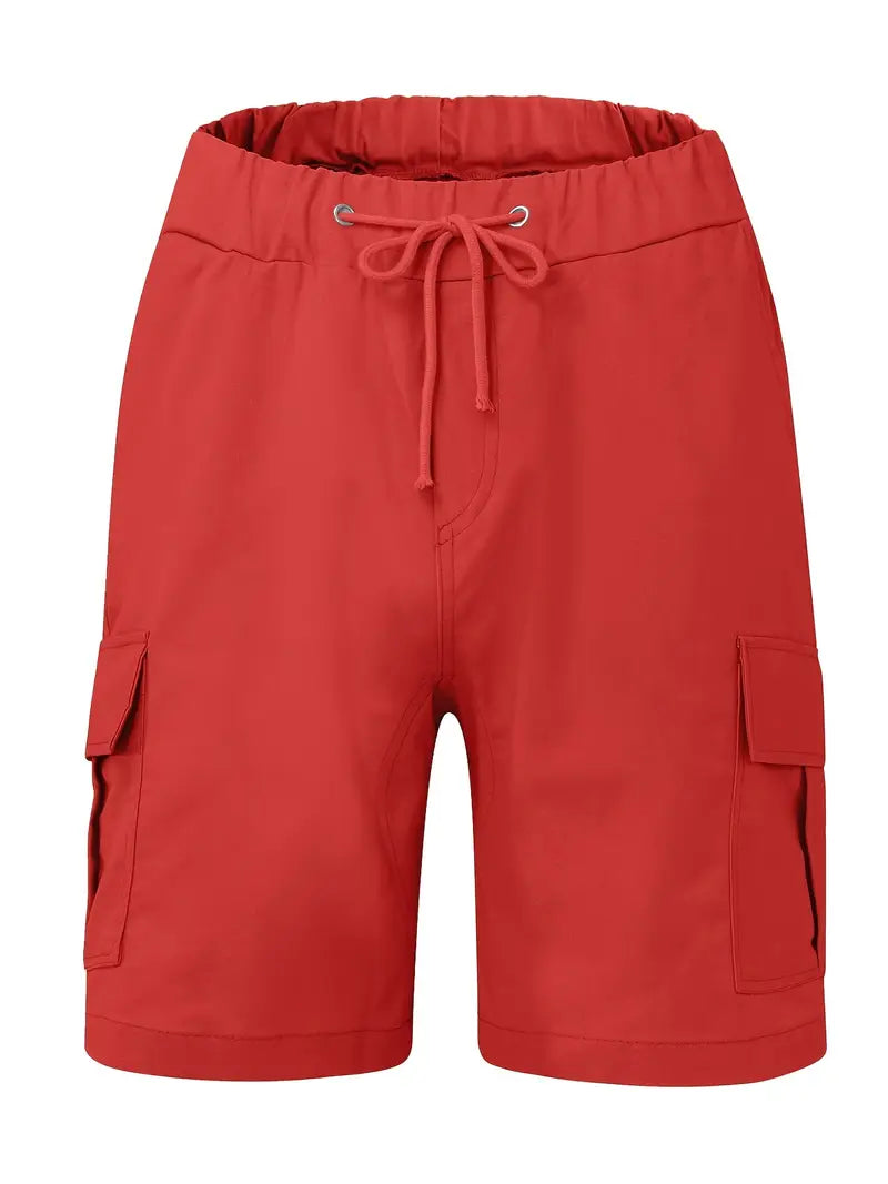 Men's Cargo Shorts with Drawstring Waist and Multiple Pockets