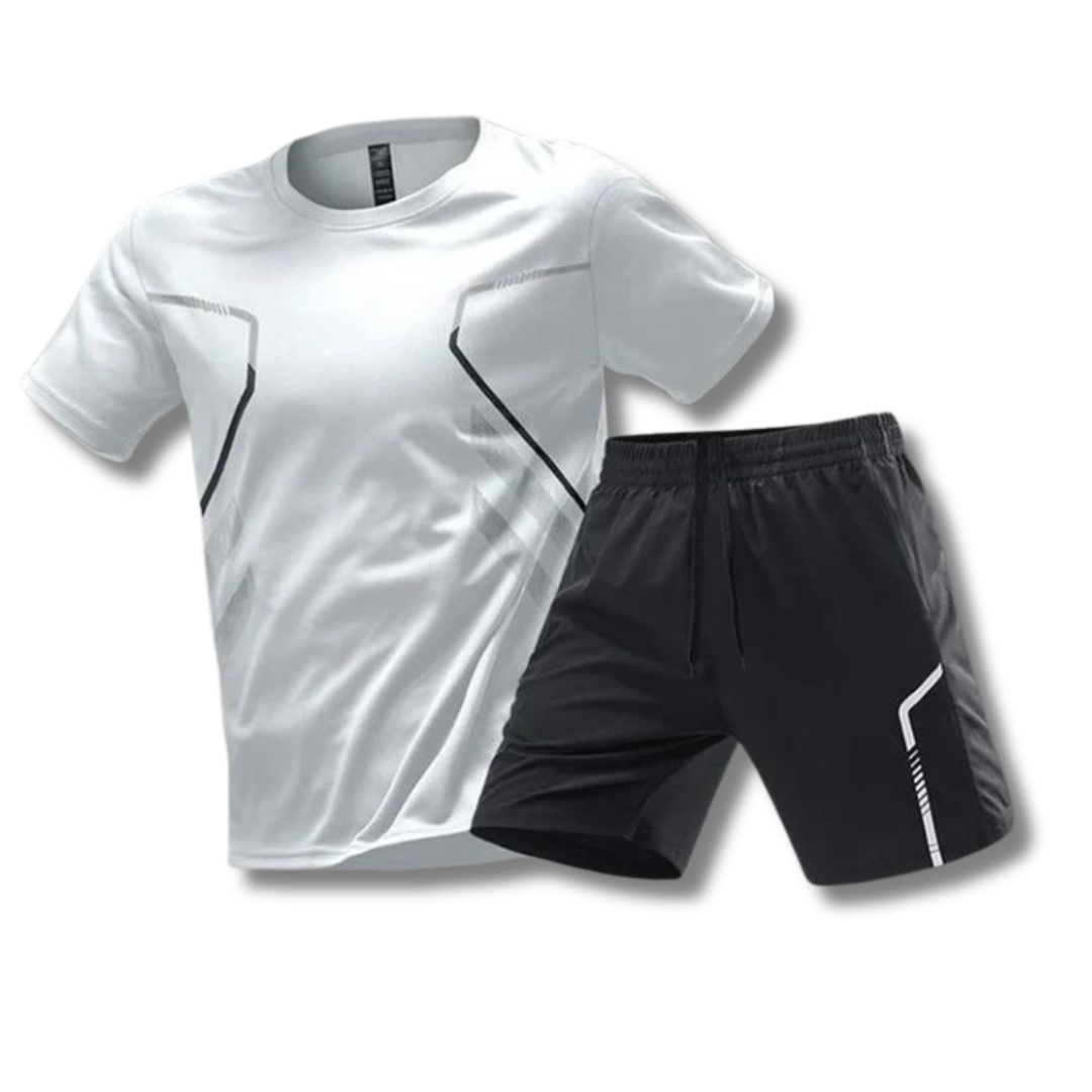 Men's Shirt with Drawstring Shorts Matching Set for Sports