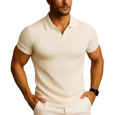 Polo Shirt with V-Neck and Short Sleeves for Daily Use