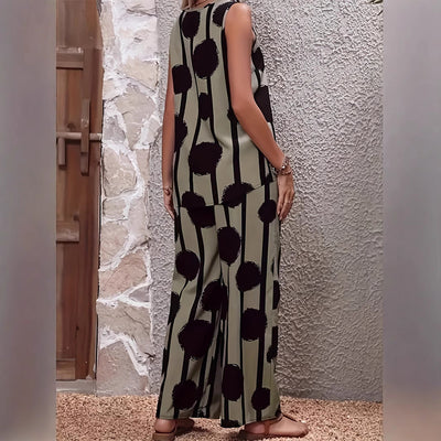 Sage I Street Style Printed Sleeveless Top & Trousers Set