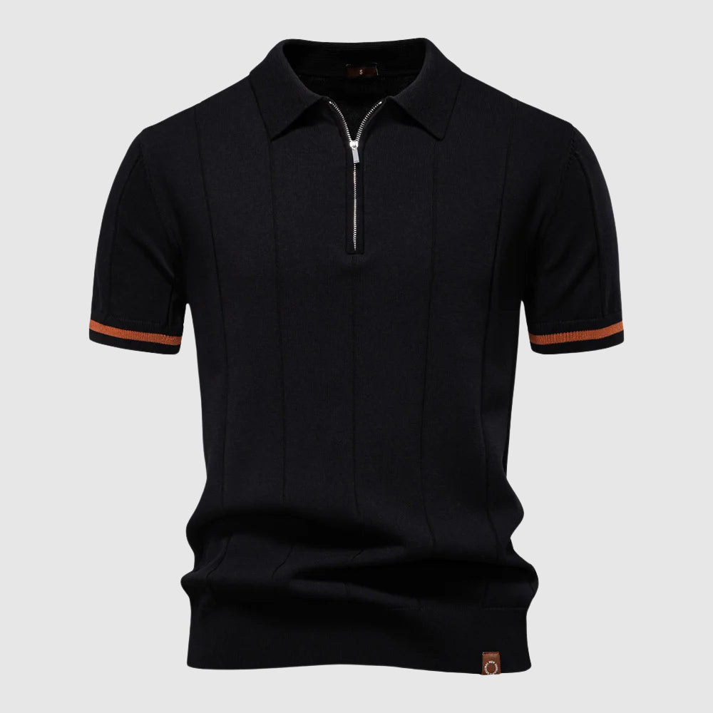 Men’s Short Sleeve Polo Shirt with Zip Collar
