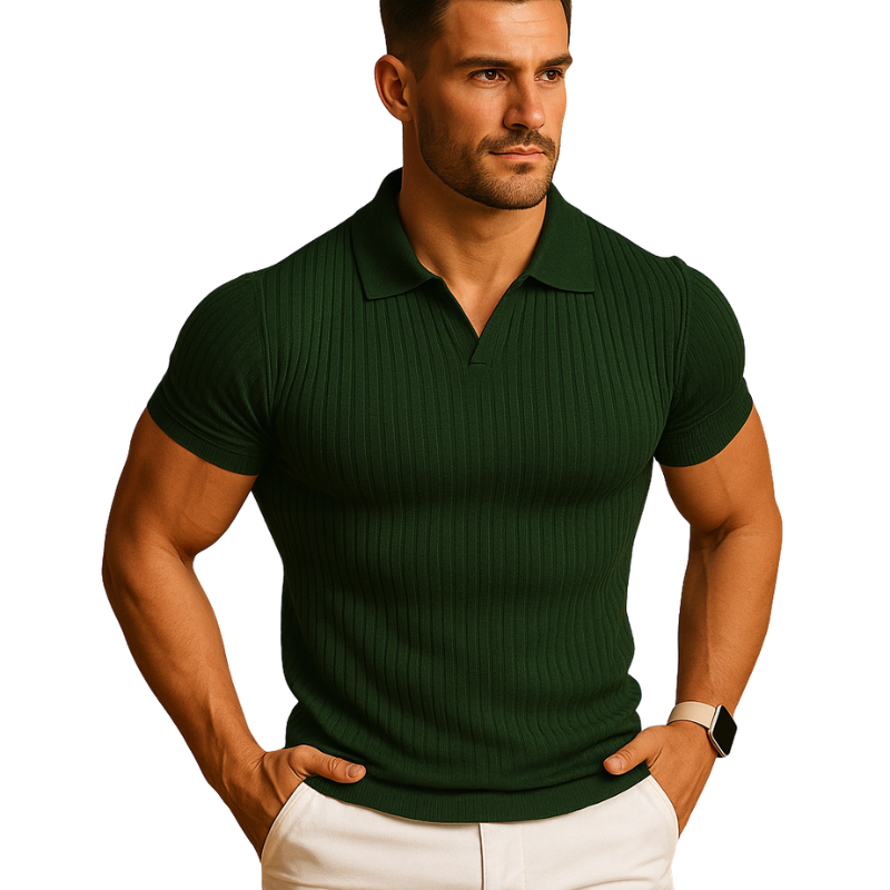 Polo Shirt with V-Neck and Short Sleeves for Daily Use