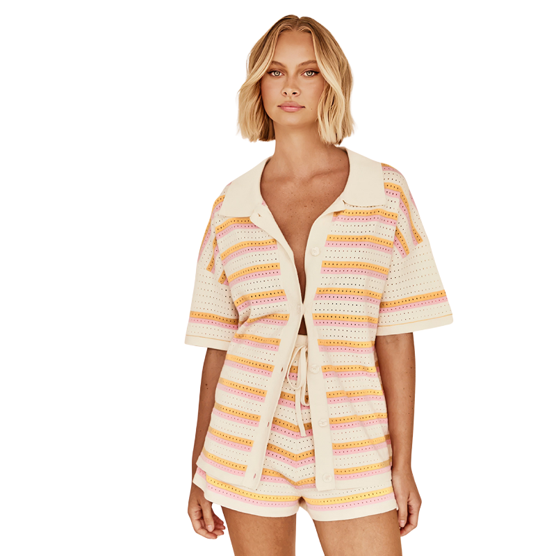 Women’s Two Piece Top and Shorts Set for Daily Summer