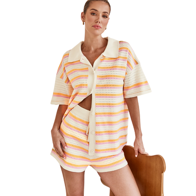 Women’s Two Piece Top and Shorts Set for Daily Summer