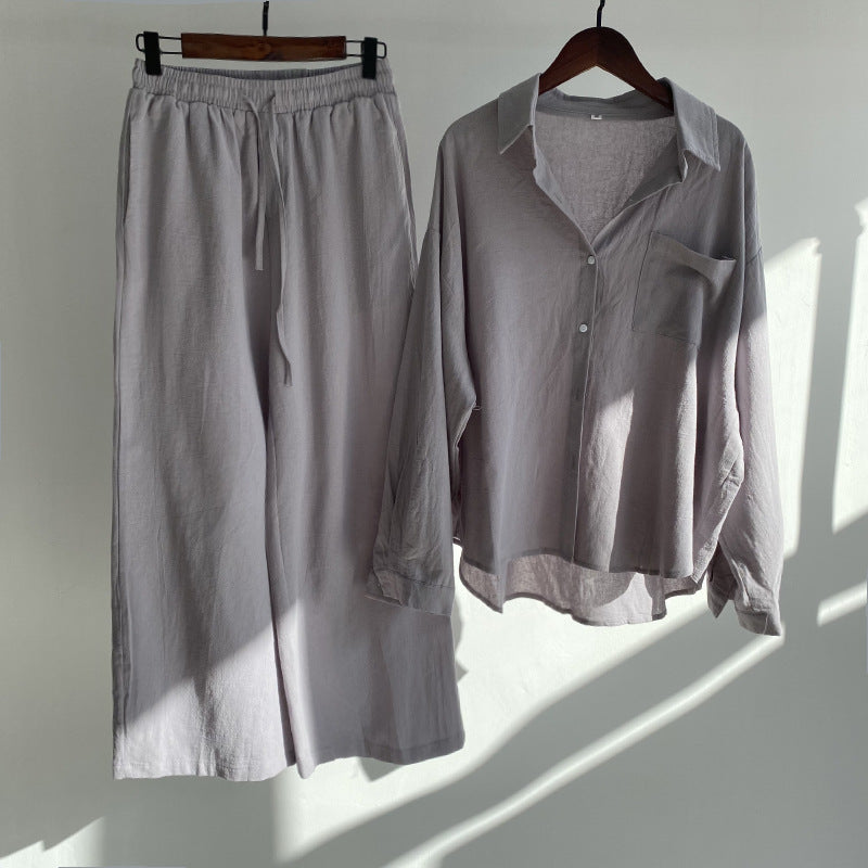 Nola - Cotton‑Linen Matching Set – Relaxed Shirt & High‑Waist Trousers