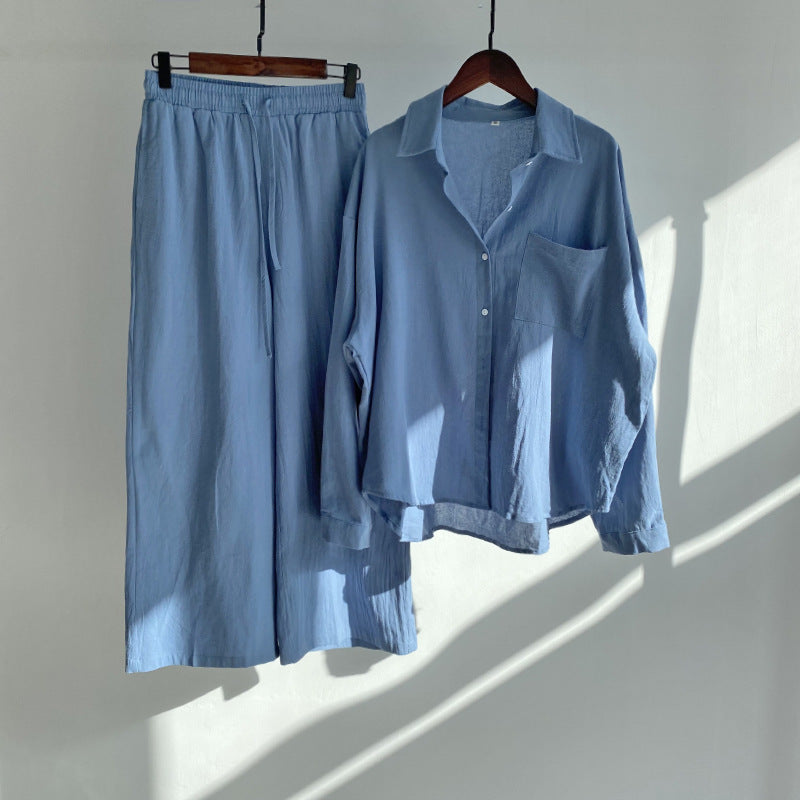Nola - Cotton‑Linen Matching Set – Relaxed Shirt & High‑Waist Trousers