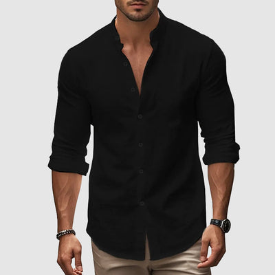 Men’s Long Sleeve Button Shirt with Surface for Warm Season Use