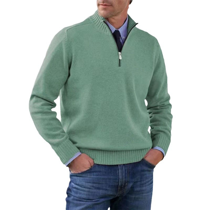 Men's Full Sleeves Turtleneck Half Zip Sweater