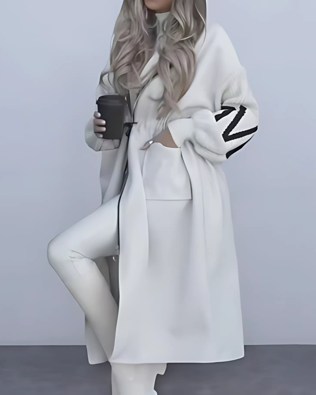 Auburn I White Drawstring Hooded Coat