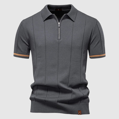 Men’s Short Sleeve Polo Shirt with Zip Collar