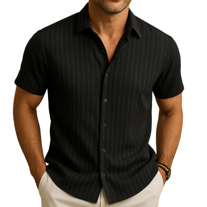 Men’s Short Sleeve Shirt with Collar for Summer Daily Use