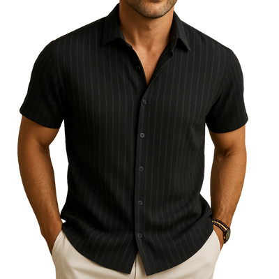 Men’s Short Sleeve Shirt with Collar for Summer Daily Use