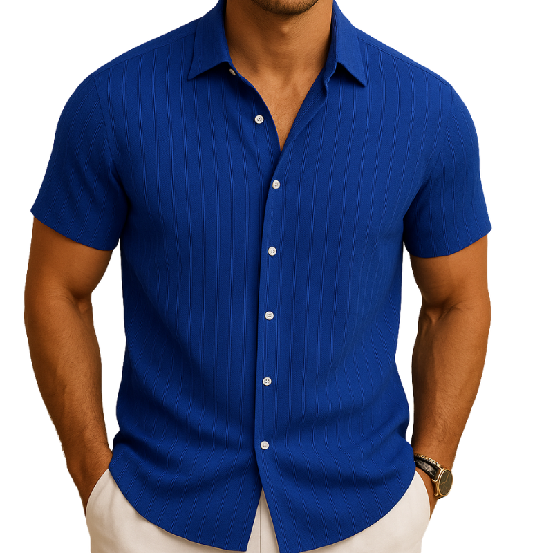 Men’s Short Sleeve Shirt with Collar for Summer Daily Use