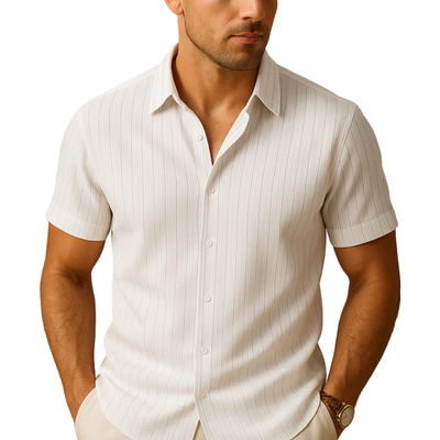 Men’s Short Sleeve Shirt with Collar for Summer Daily Use