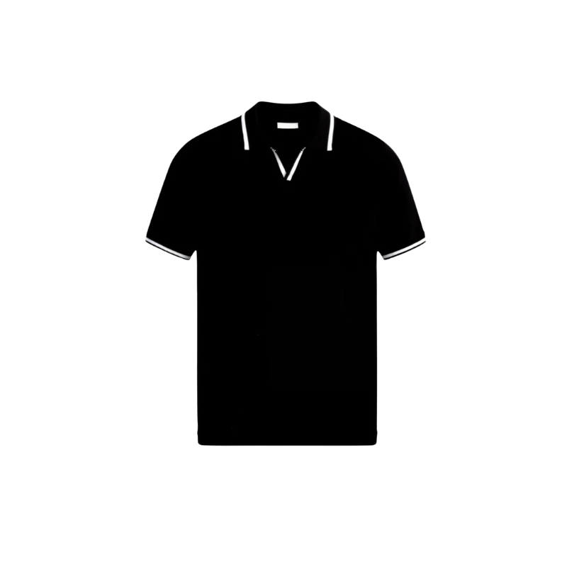 Men’s Short Sleeve Polo Shirt with Collar and Trim Detail for Daily Use