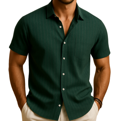 Men’s Short Sleeve Shirt with Collar for Summer Daily Use