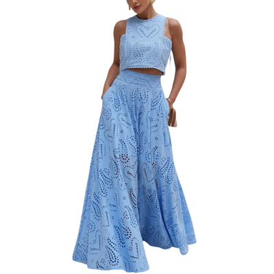 Women’s Two Piece Set with Sleeveless Top and Long Skirt for Summer