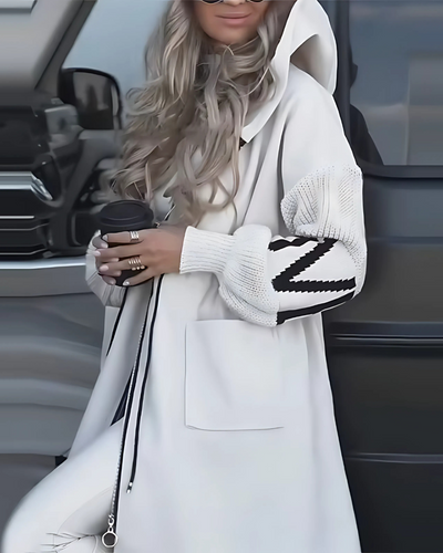Auburn I White Drawstring Hooded Coat