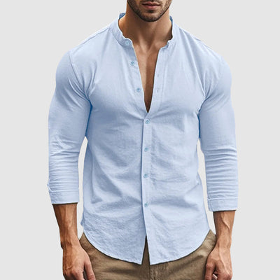 Men’s Long Sleeve Button Shirt with Surface for Warm Season Use