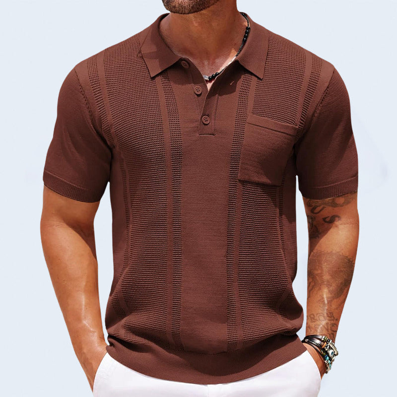 Men’s Polo Shirt with Button Front and Surface for Daily Use