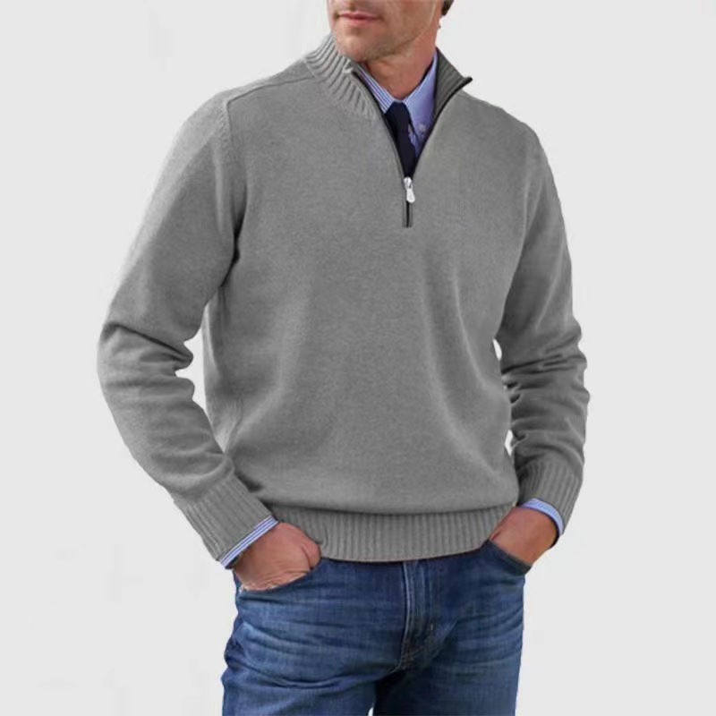 Men's Full Sleeves Turtleneck Half Zip Sweater