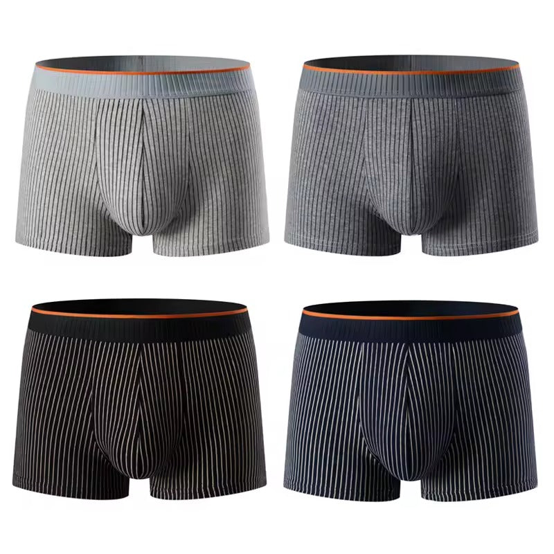 4-Pack Men's Striped Underwear Boxer Short for Adults and Teens