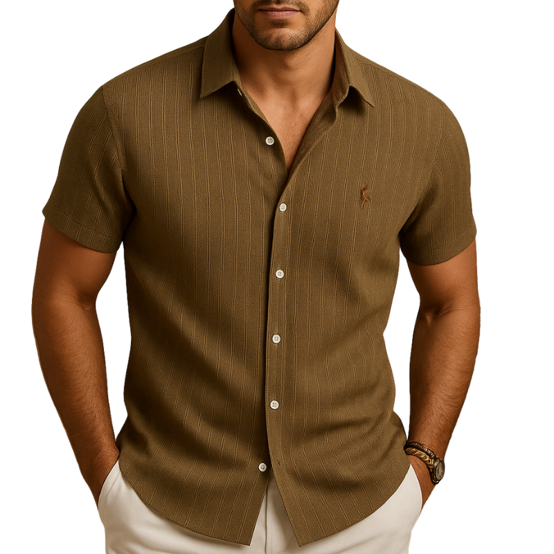 Men’s Short Sleeve Shirt with Collar for Summer Daily Use