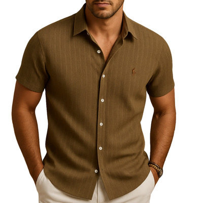 Men’s Short Sleeve Shirt with Collar for Summer Daily Use