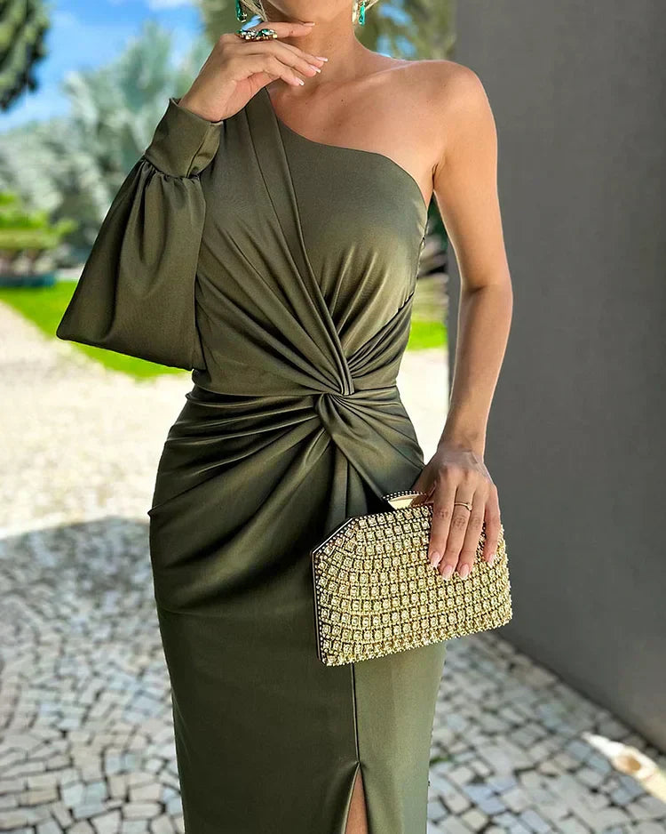 Women's Off Shoulder with High-Slit Maxi Dress